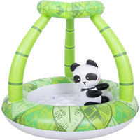 PLANSCHBECKEN Panda Ø 98 x 80 cm mit Dach Baby Spielpool - Grün, Kunststoff (98/98/80cm) - Avenli