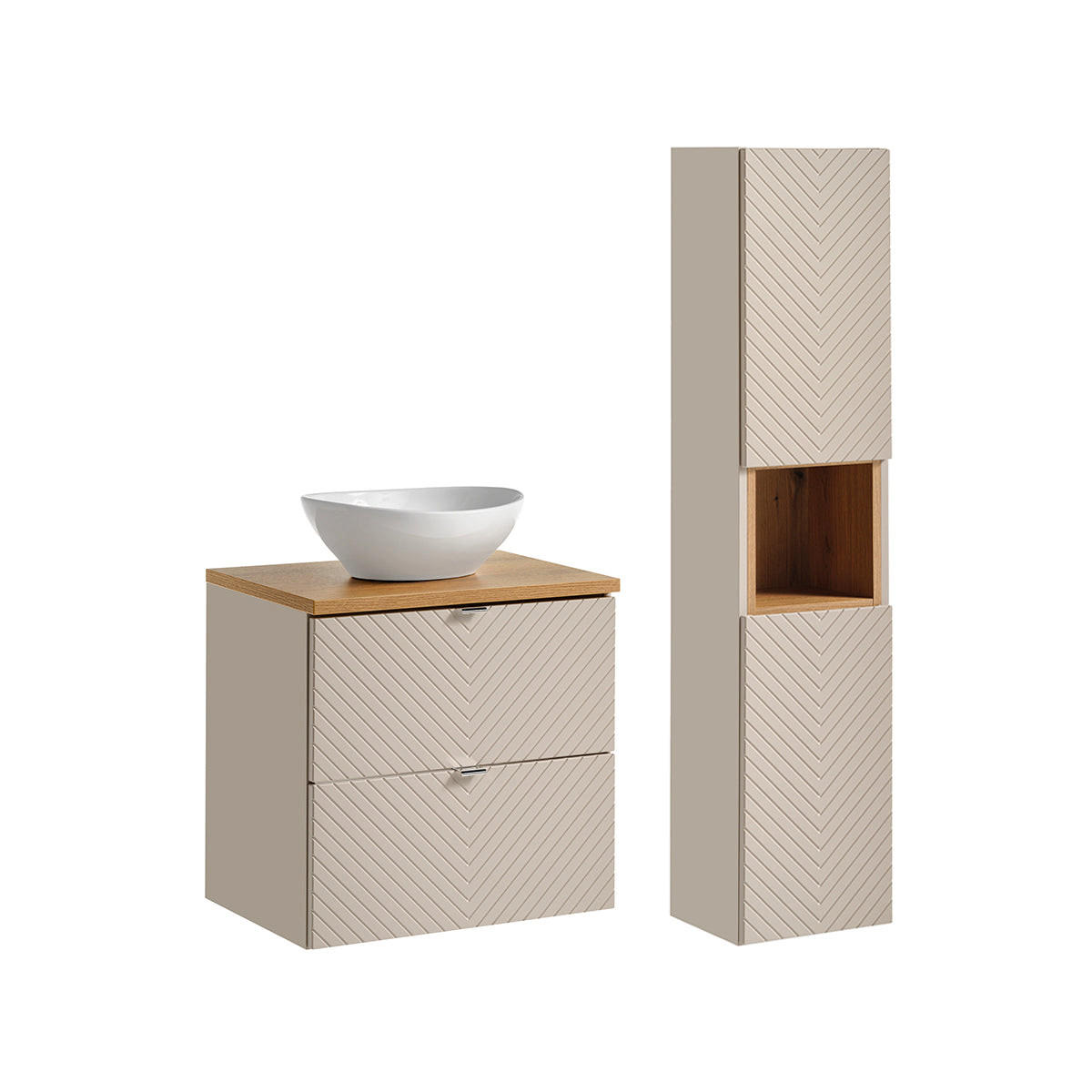 KOUPELNOVÝ NÁBYTEK 60.4cm Manoa 2er-Set Kašmír - béžová, kompozitní dřevo (60.4/59/40cm) - Petits-meubles