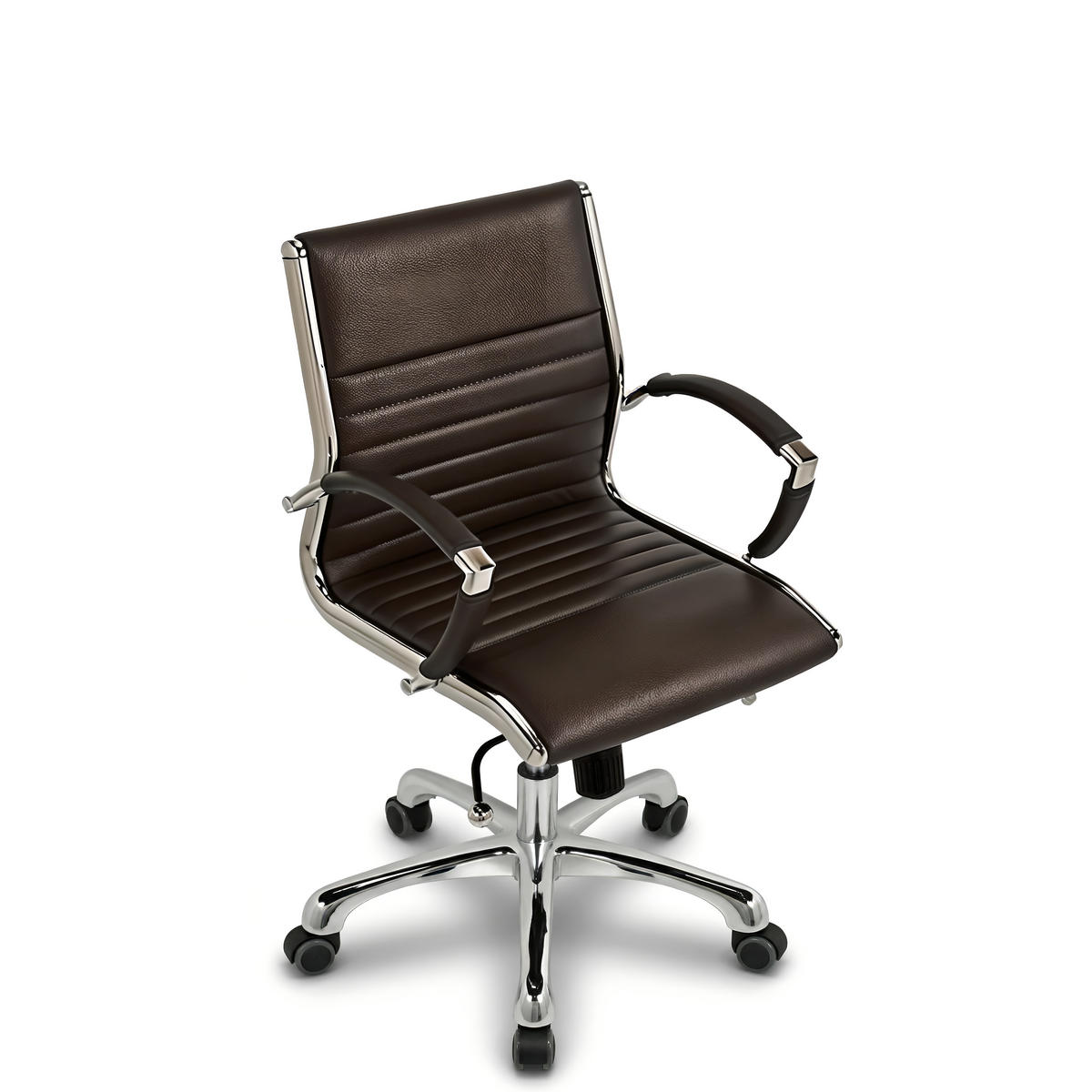 DREHSTUHL Montreal Echtleder Braun – ergonomisch, 150 kg belastbar, Sitzhöhe 46-54cm - Braun, Leder/Metall (60/97/60cm) - Versee