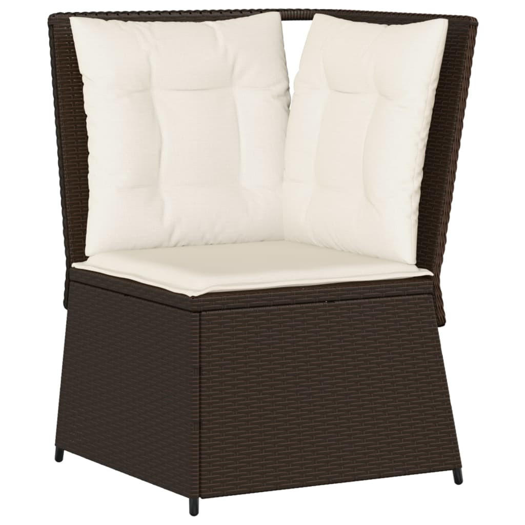 GARTEN-ECKSOFA mit Kissen Braun Poly Rattan - Braun, Kunststoff (67/95/67cm)