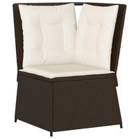 GARTEN-ECKSOFA mit Kissen Braun Poly Rattan - Braun, Kunststoff (67/95/67cm)