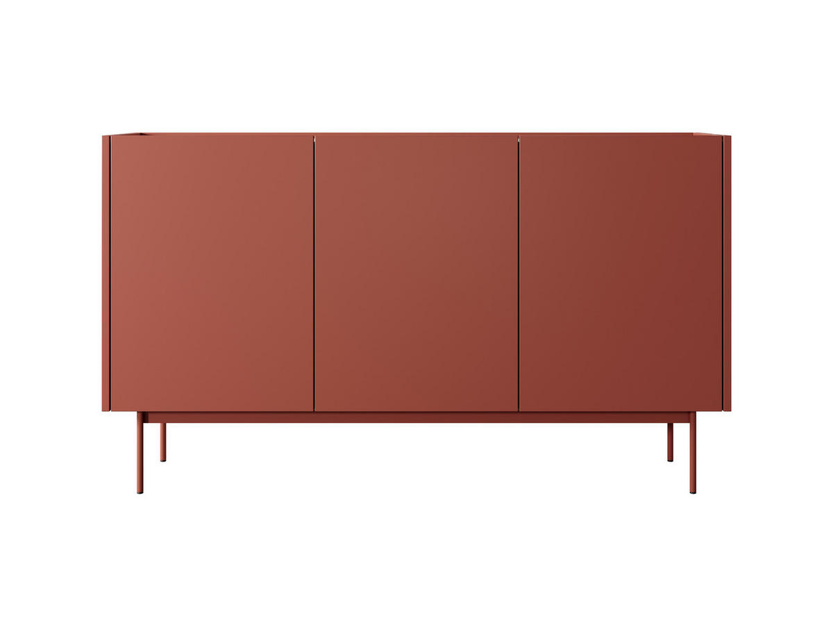 KOMMODE : Korpus und Front: Ziegel, Linea-Eiche TOP, 144 x 83 x 37 cm - Rot, Holzwerkstoff (144/83/37cm) - 3XE LIVING