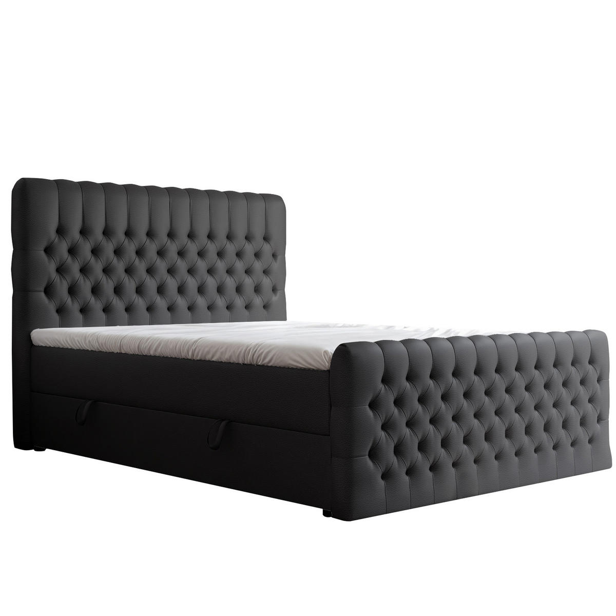 BOXBETT ALBA PLUS 160/200 cm mit Matratze und Topper, Schwarz - Schwarz, Textil (160/200cm) - Idohome