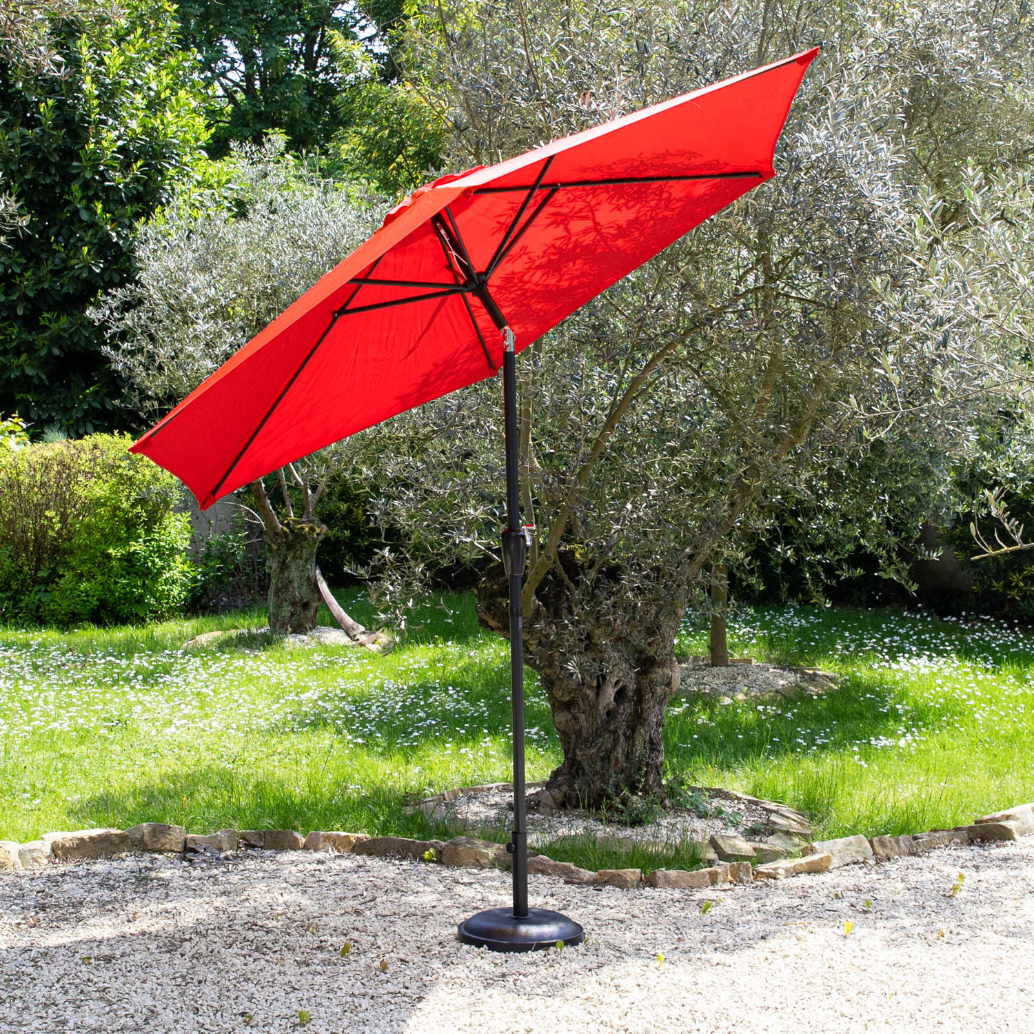 SONNENSCHIRM Hapuna Rot Ø 2,70 m - Rot, Textil (270/270cm) - Happy Garden