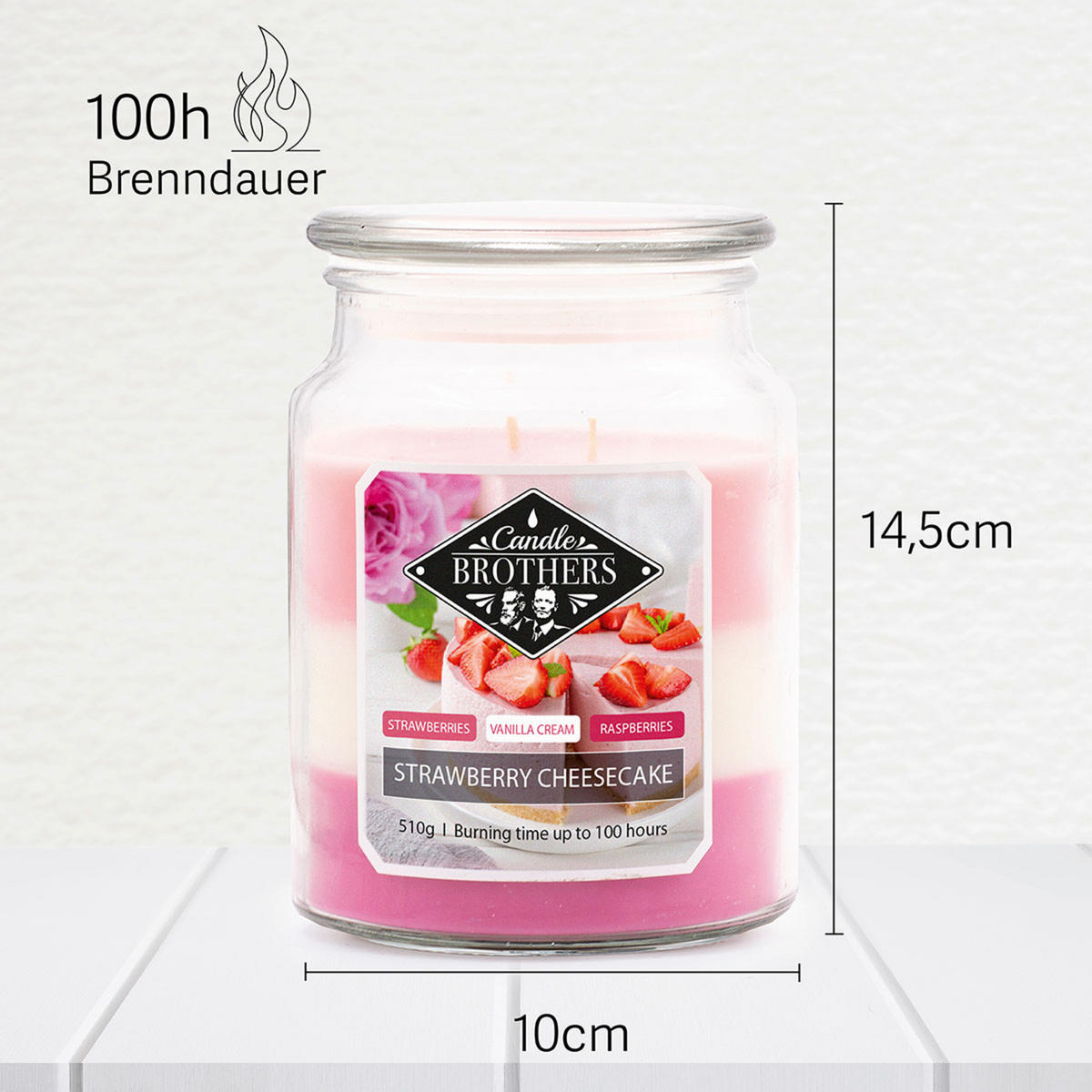 DUFTKERZE CandleBrothers - Hellrosa, Glas/Naturmaterialen (15cm)