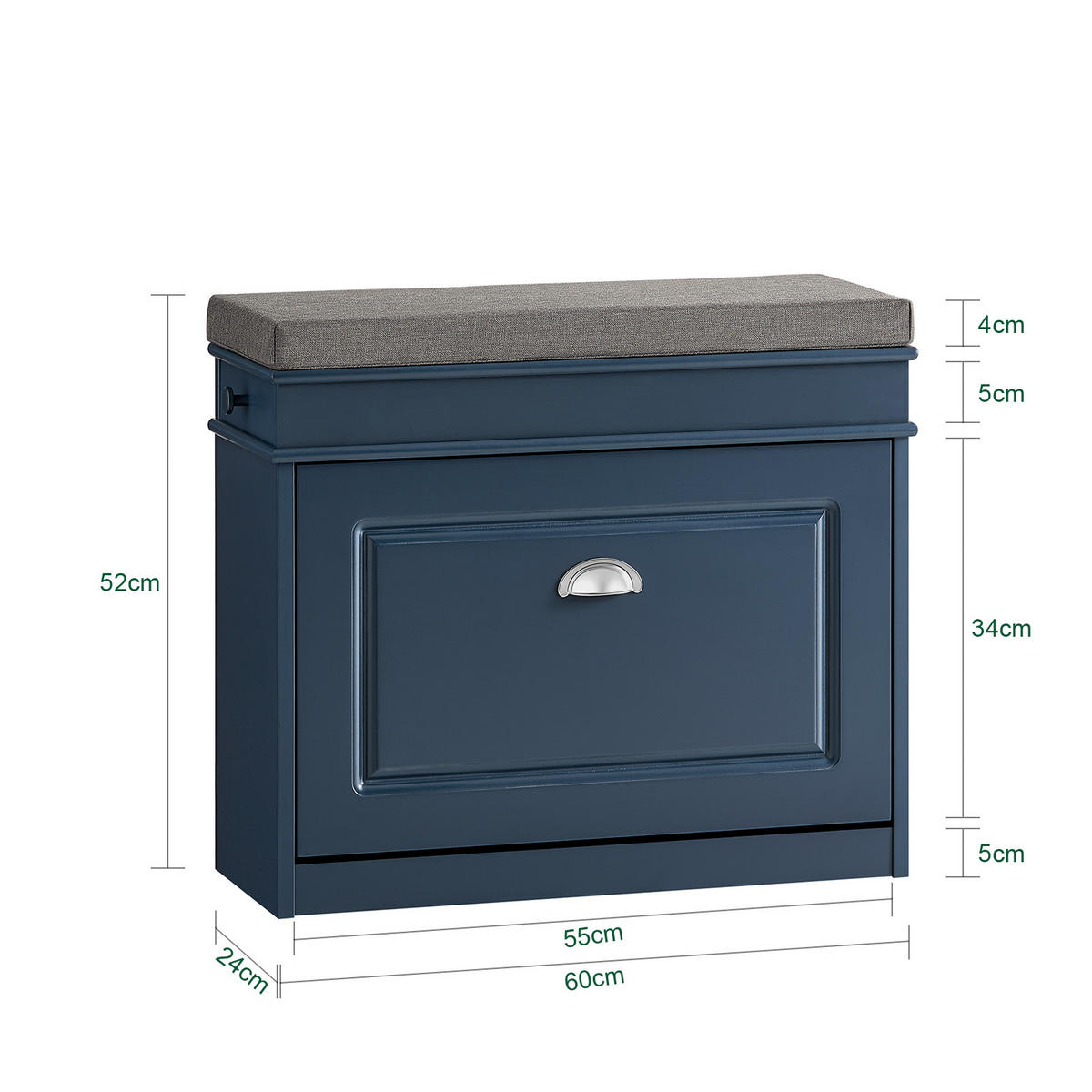 SCHUHBANK 60cm Blau - Blau, Holzwerkstoff (60/52/24cm) - SoBuy