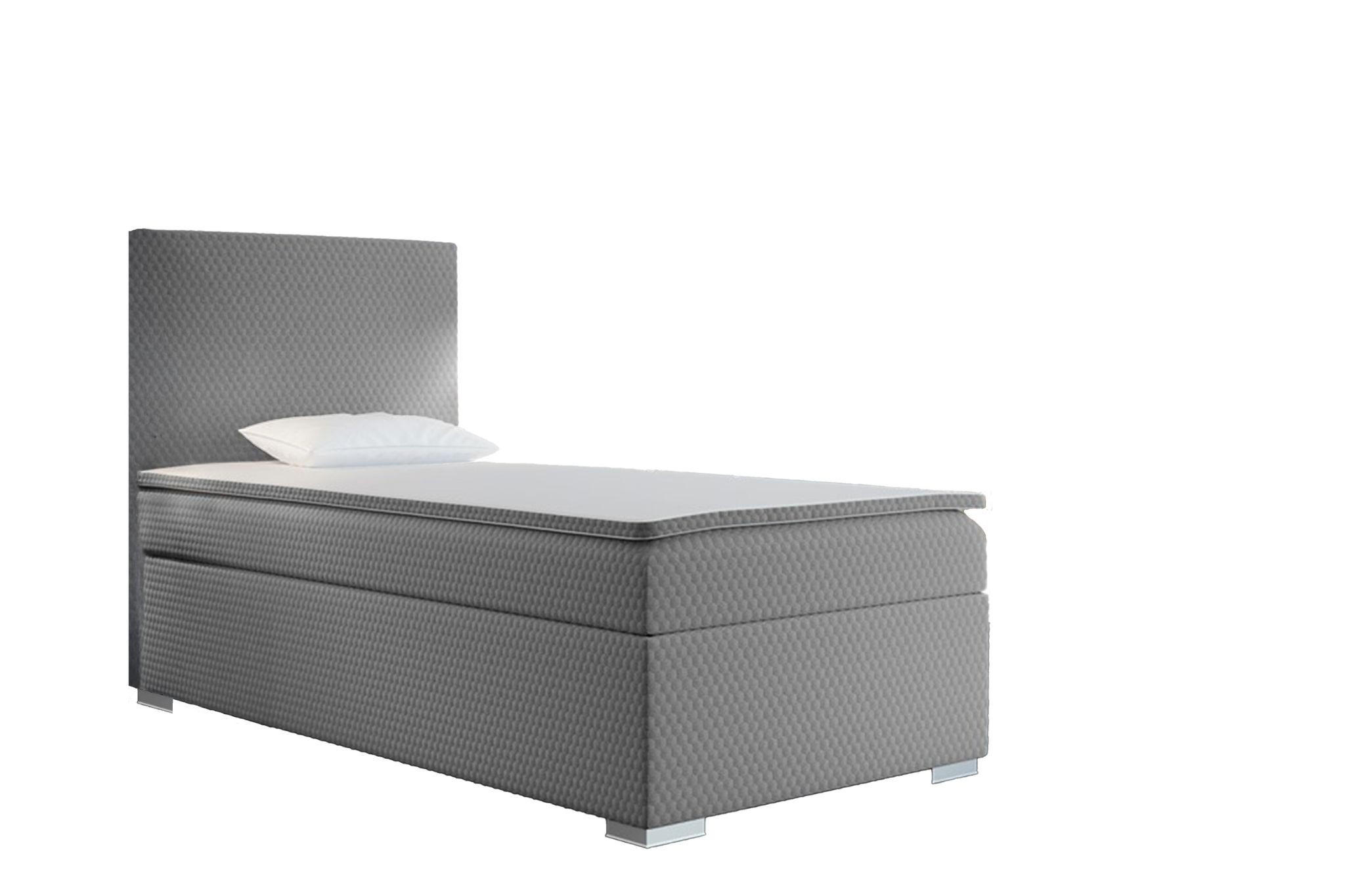 BOXBETT Mit Bettkasten Matratze Topper ICON Hellgrau 80x200 cm Links - Hellgrau, Holz (80/200cm) - Kaiser Möbel