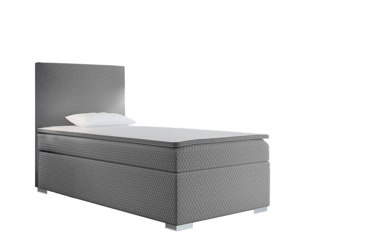 BOXBETT Mit Bettkasten Matratze Topper ICON Hellgrau 80x200 cm Links - Hellgrau, Holz (80/200cm) - Kaiser Möbel