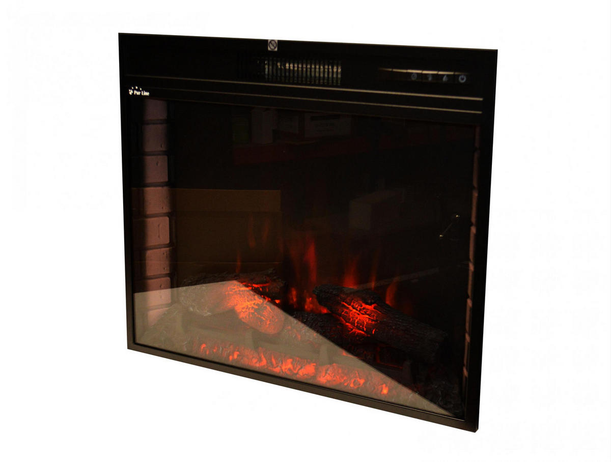 ELEKTROKAMIN Schwarz Wandmodell mit Heizung 2000 W - Schwarz, Glas (76/61/25cm) - Purline