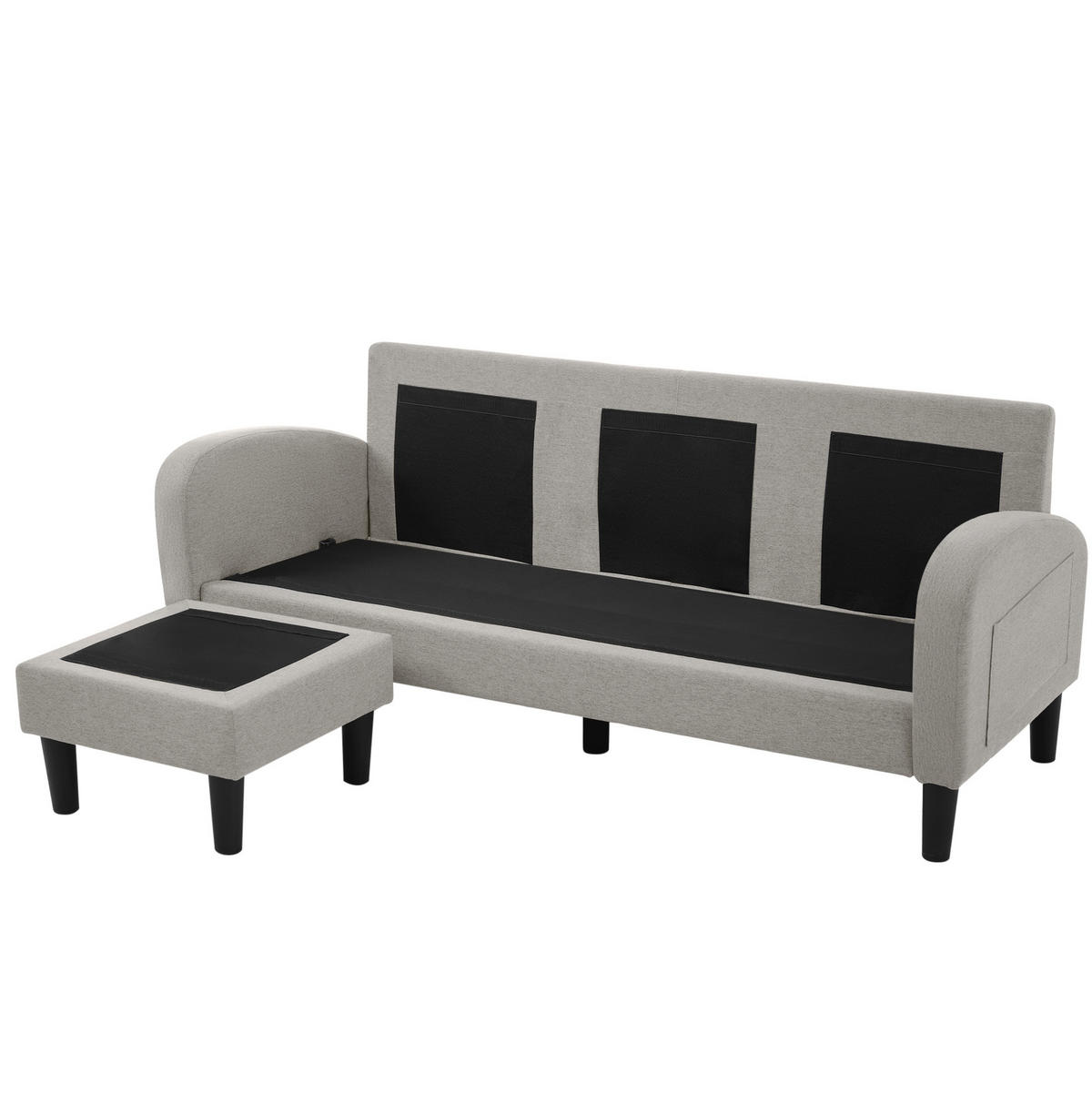 ECKSOFA Baumwoll-Leinen Bezug modular mit Chaiselongue Grau 166/118/77 cm - Grau, Textil (166/118cm) - Redom