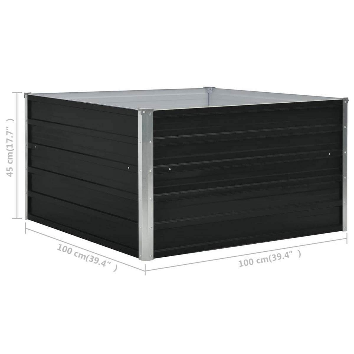 HOCHBEET 100/100/45 Cm Verzinkter Stahl Anthrazit - Anthrazit, Metall (100/45/100cm) - vidaXL