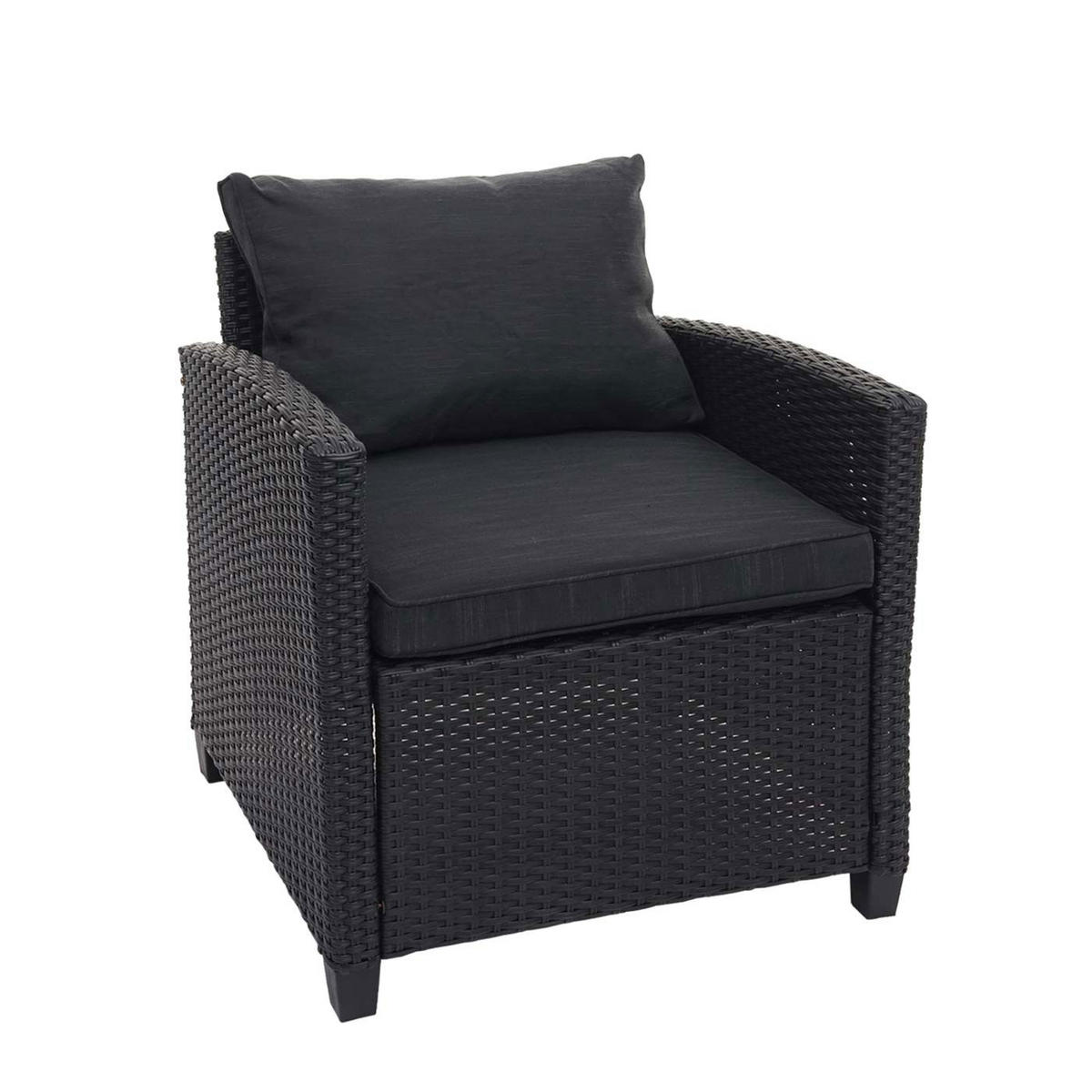 POLY-RATTAN GARNITUR Schwarz - Schwarz, Kunststoff - MCW