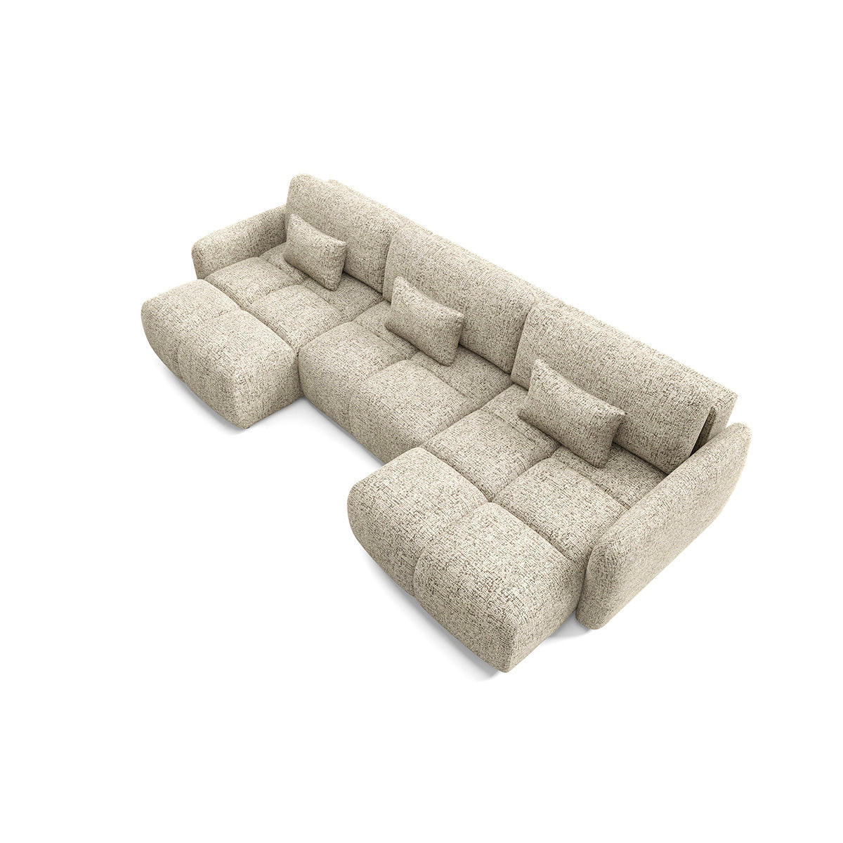 PANORAMASOFA Vittoria 5 Sitzplätze Beige meliert - Beige, Holz (240/95/165cm) - Petits-meubles