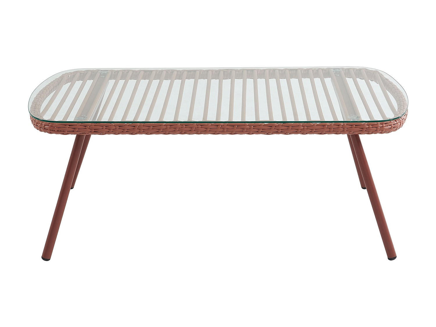 GARTENBEISTELLTISCH - 111 cm x 63 cm - Glas, Harz - Terracotta - LOUSINI - Terracotta, Glas (63/111/39.5cm) - Vente-Unique