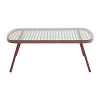 GARTENBEISTELLTISCH - 111 cm x 63 cm - Glas, Harz - Terracotta - LOUSINI - Terracotta, Glas (63/111/39.5cm) - Vente-Unique