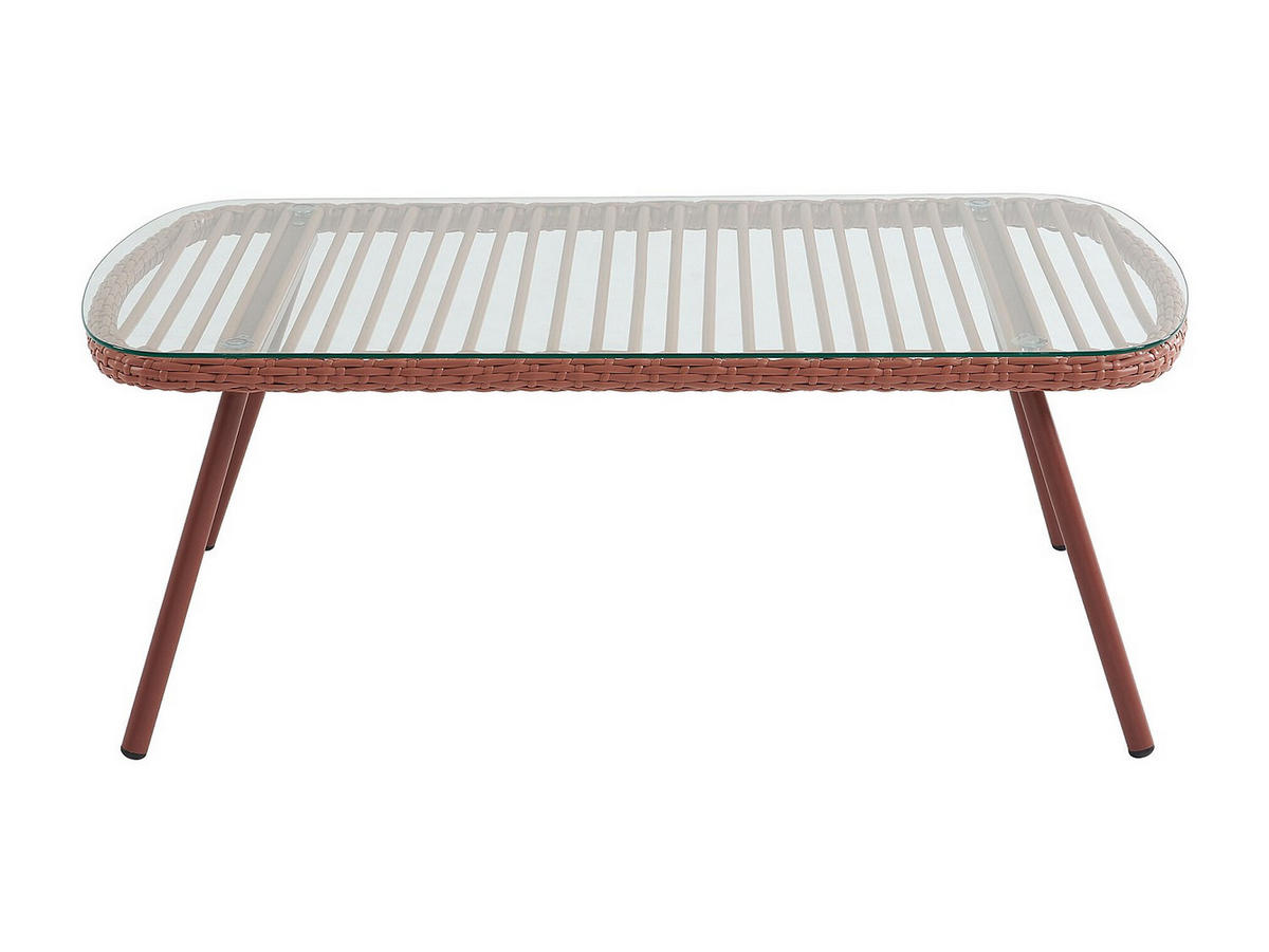 GARTENBEISTELLTISCH - 111 cmcm x 63 cmcm - Glas, Harz - Terracotta - LOUSINI - Terracotta, Glas (63/111/39.5cm) - Vente-Unique