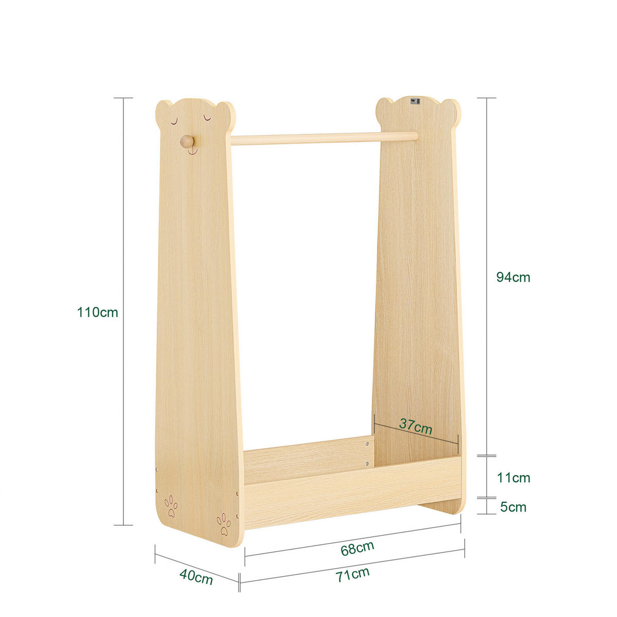 KINDERKLEIDERSTÄNDER Natur - Naturfarben, Holzwerkstoff (71/110/40cm) - SoBuy
