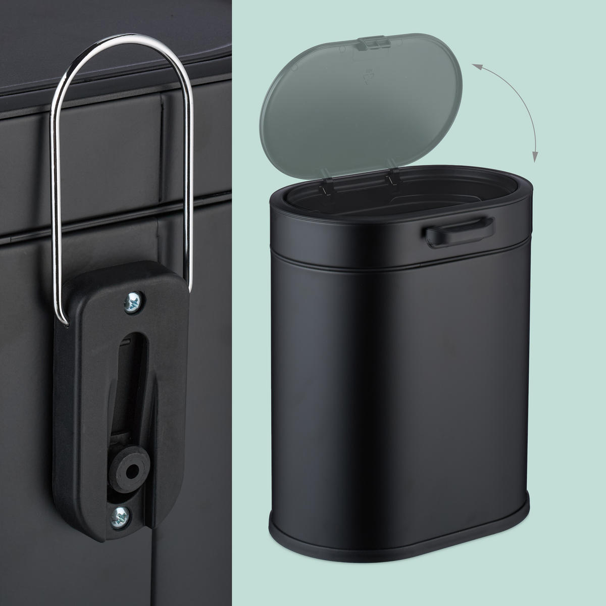 MÜLLEIMER - Schwarz, Kunststoff/Metall (24/29.5/19.5cm) - Relaxdays