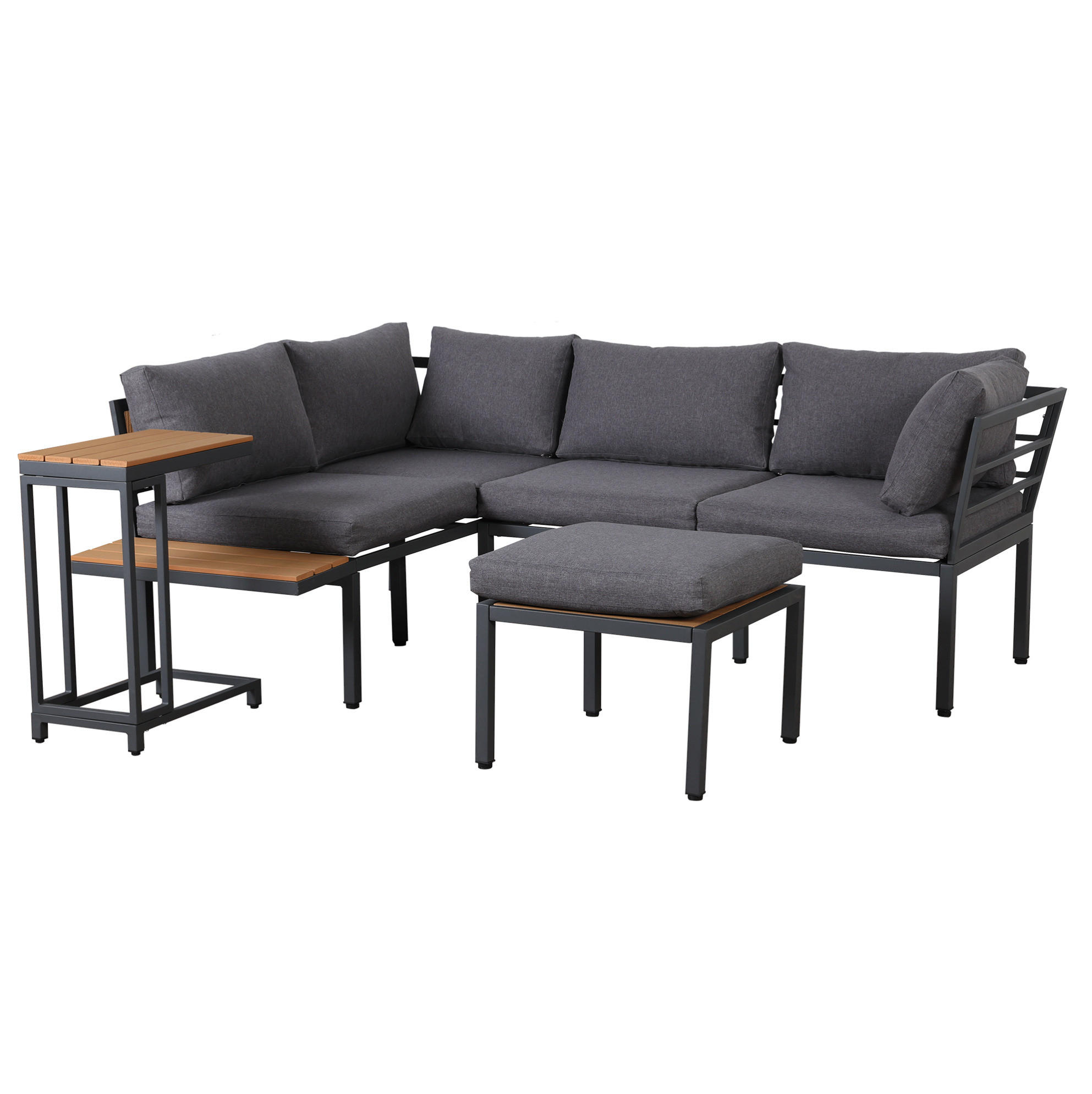 GARTENSET 190x143x65cm grau aus Stahl mit Multifunktion - Grau, Metall - Modfu