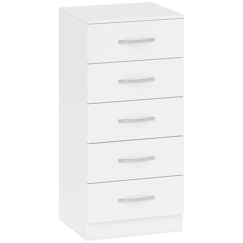 KOMMODE Weiß 40x85x35 cm schmal mit 5 Schubladen - Weiß, Holz (35/85/40cm) - Kaket