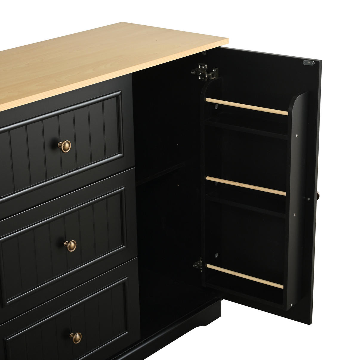 SIDEBOARD mit 3 Schubladen 126 x 40 x 86 cm MDF Black 2-türig - Schwarz, Holzwerkstoff (126/86/40cm) - Meubliv