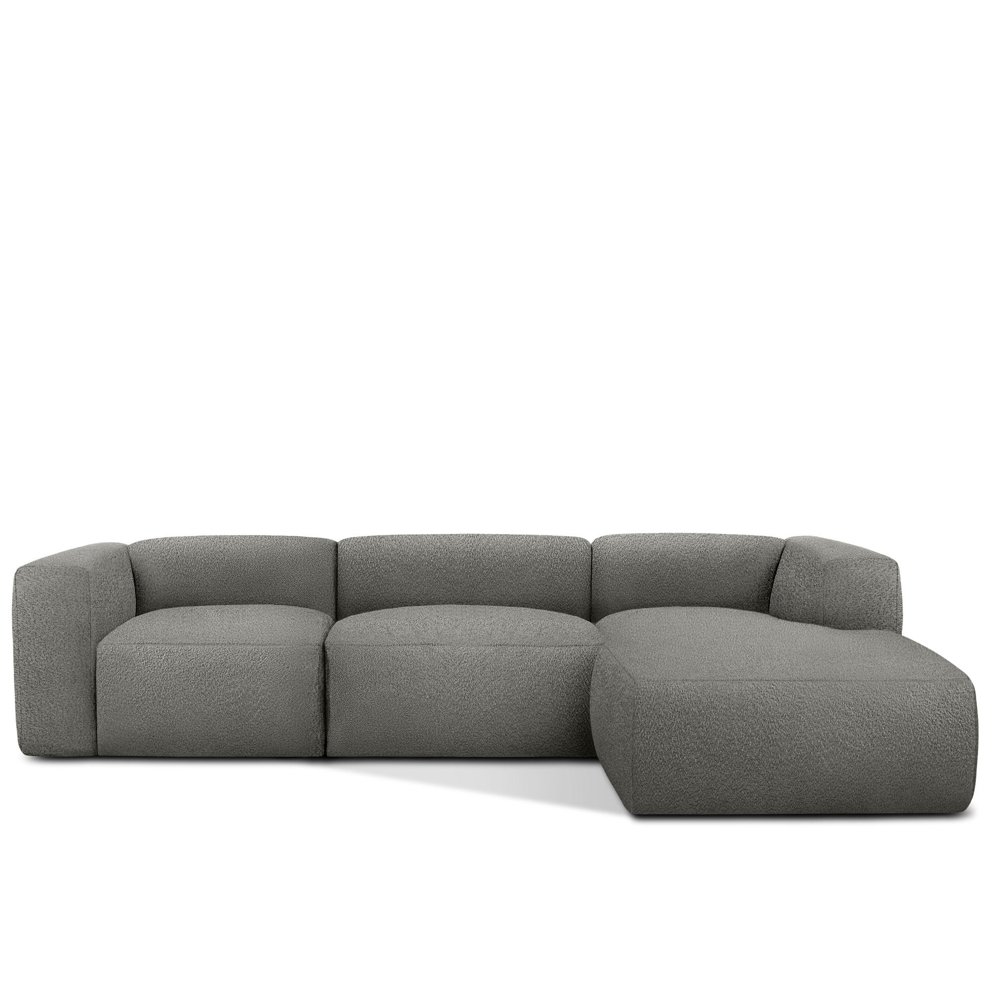 ECKSOFA RECHTS BUFFO, Stahlgrau - Grau, Holz/Holzwerkstoff (285/176cm) - KONSIMO®