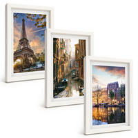 BILDER SET 3er Set - 20x30 cm Weißer Rahmen - Eiffelturm Venedig Amsterdamer Kanäle - Weiß, Kunststoff (20/30cm) - TULUP