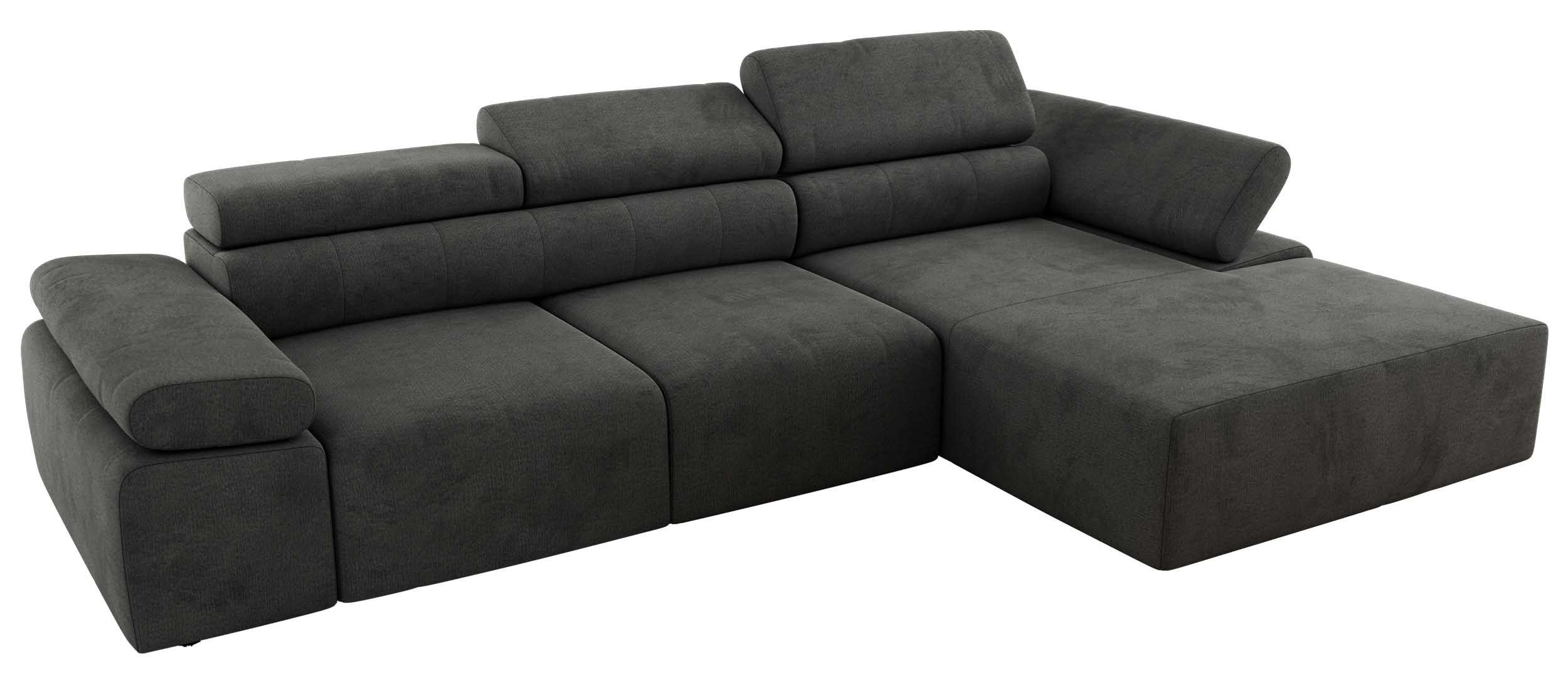 ECKSOFA RILASSO L Dunkelgrau Velvet - rechts - Dunkelgrau/Schwarz, Kunststoff/Textil (174/296cm) - MKS