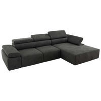 ECKSOFA RILASSO L Dunkelgrau Velvet - rechts - Dunkelgrau/Schwarz, Kunststoff/Textil (174/296cm) - MKS