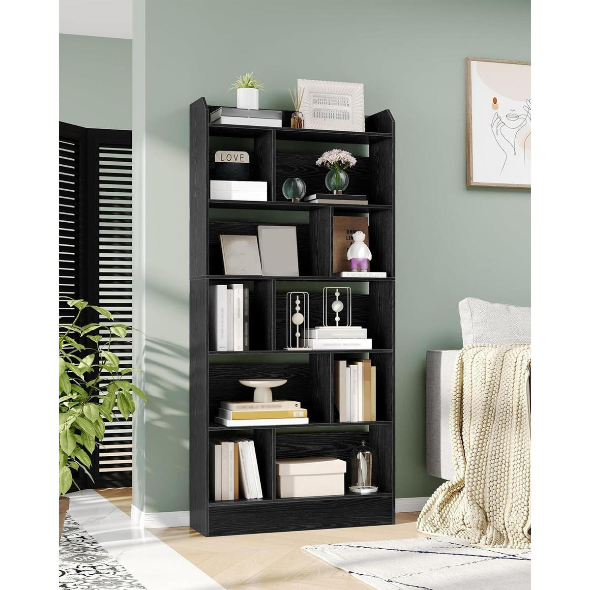 BÜCHERREGAL Standregal 6 Fach Schwarz 80 x 170 cm - Schwarz, Holzwerkstoff (80/170/24cm)