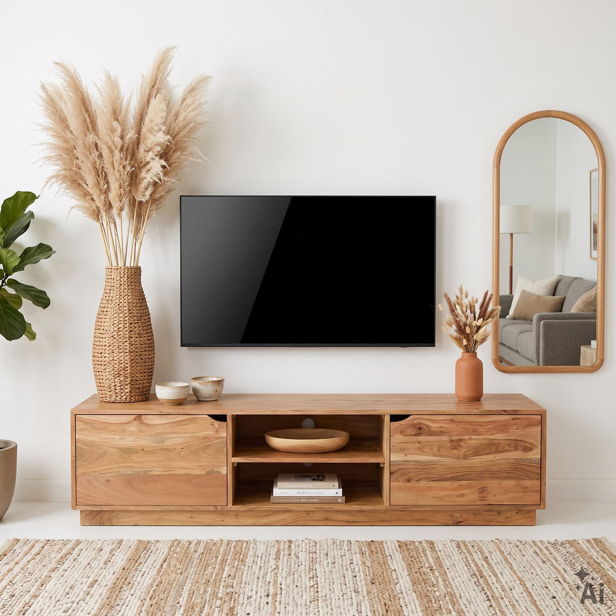 LOWBOARD UMA natur - Naturfarben, Holz (160/40/40cm) - IDIMEX
