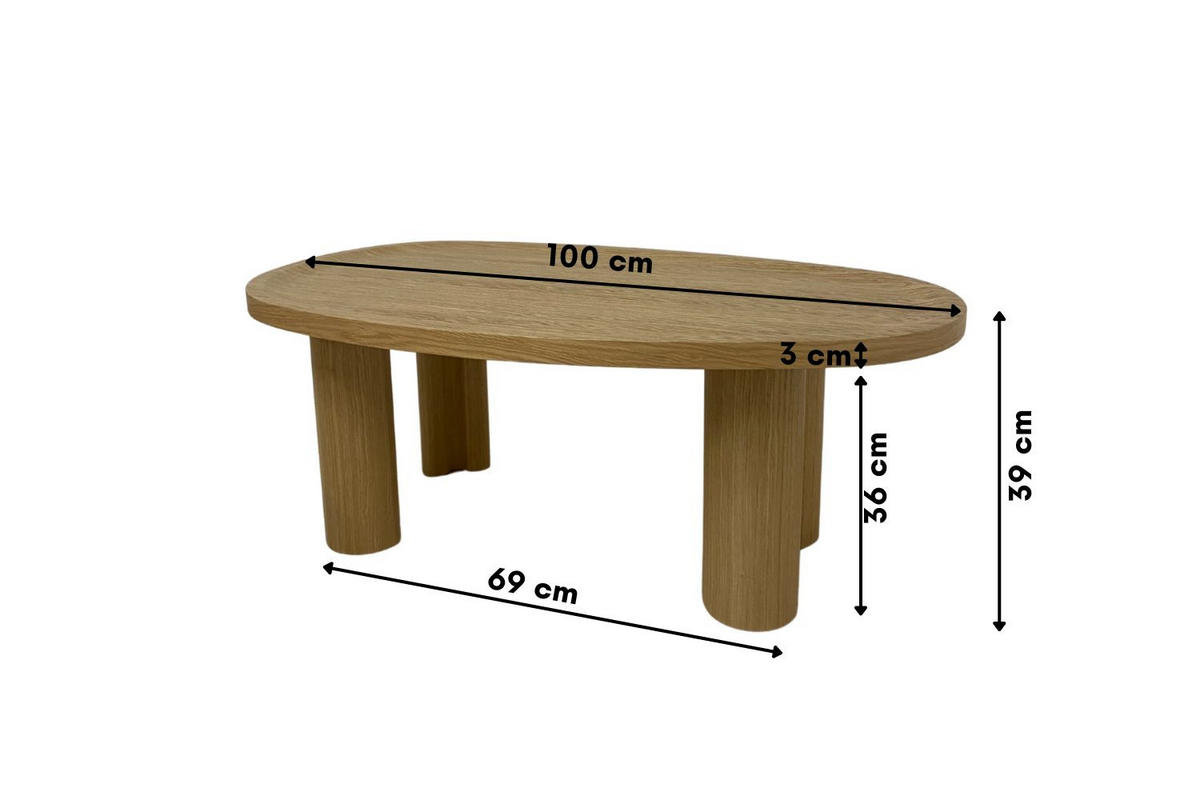 COUCHTISCH OVALI, Modernistisch und Stabil Eiche - Eichefarben, Holz (69/100/39cm) - Kaiser Möbel
