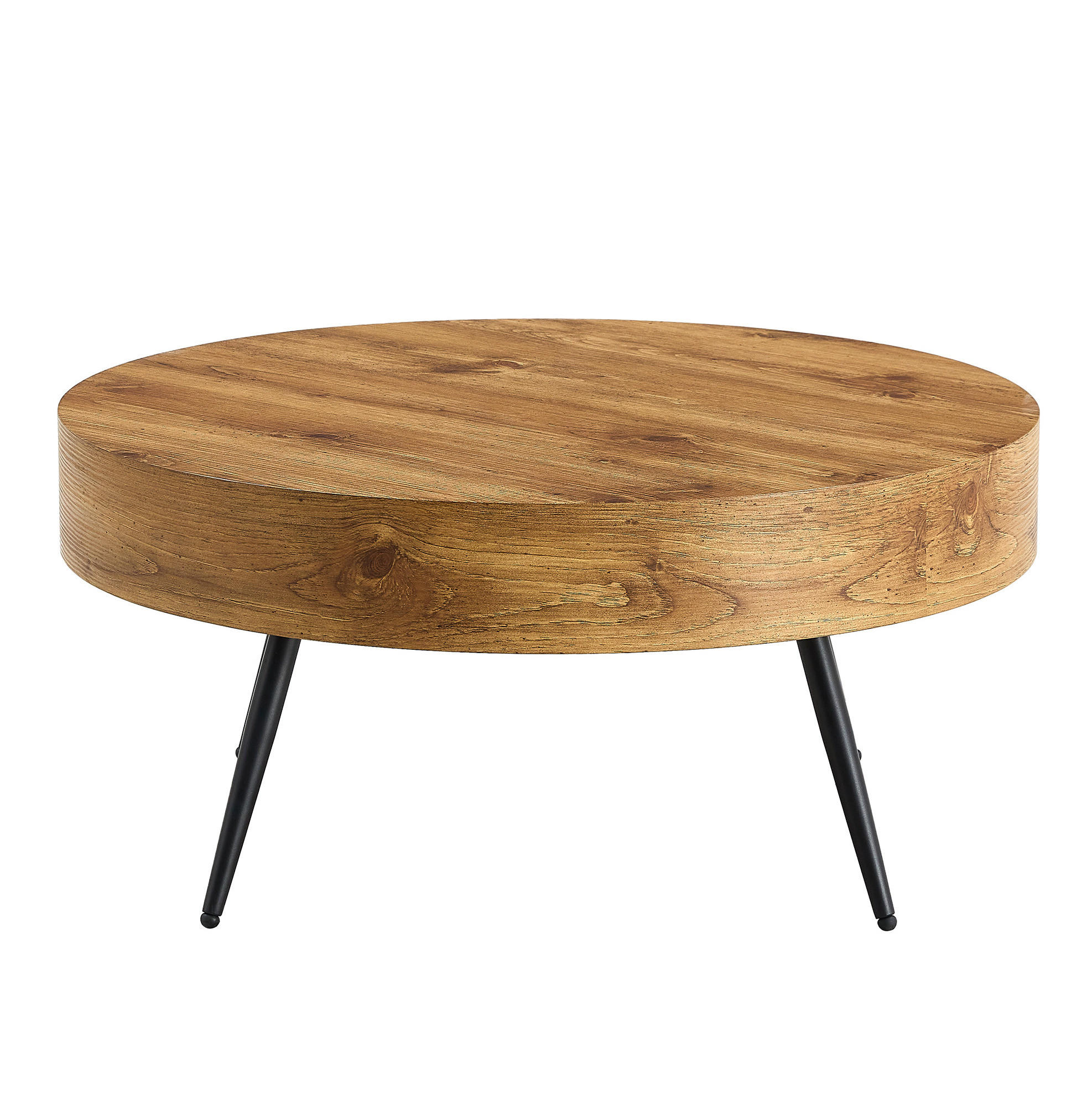 COUCHTISCH 70 cm in Holzoptik mit Metallbeinen, Höhe 35,5 cm - Schwarz, Holzwerkstoff (70/70/35.5cm) - BEAOK