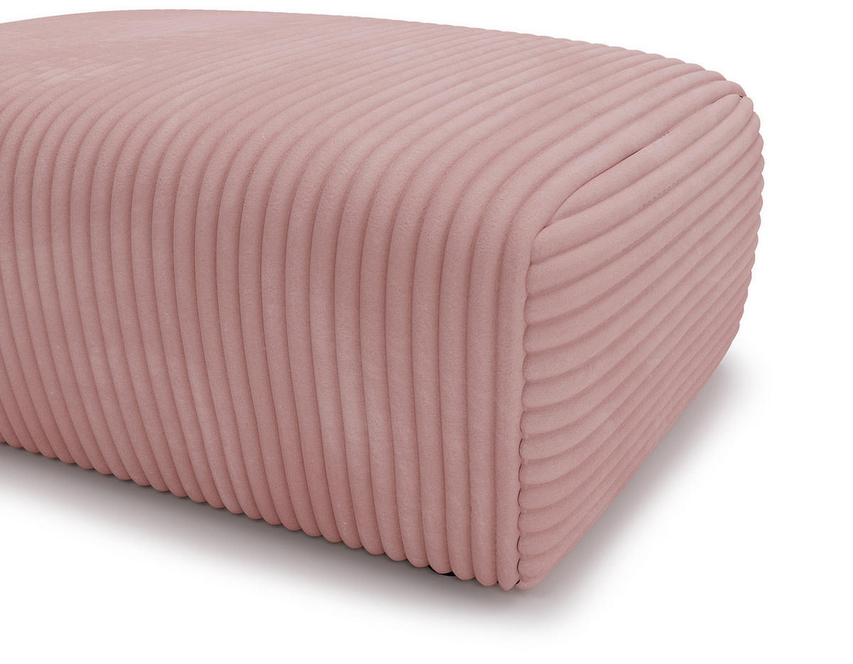 POLSTERHOCKER - Cord - Schwarz/Altrosa, Kunststoff/Textil (110/40/72cm) - home24