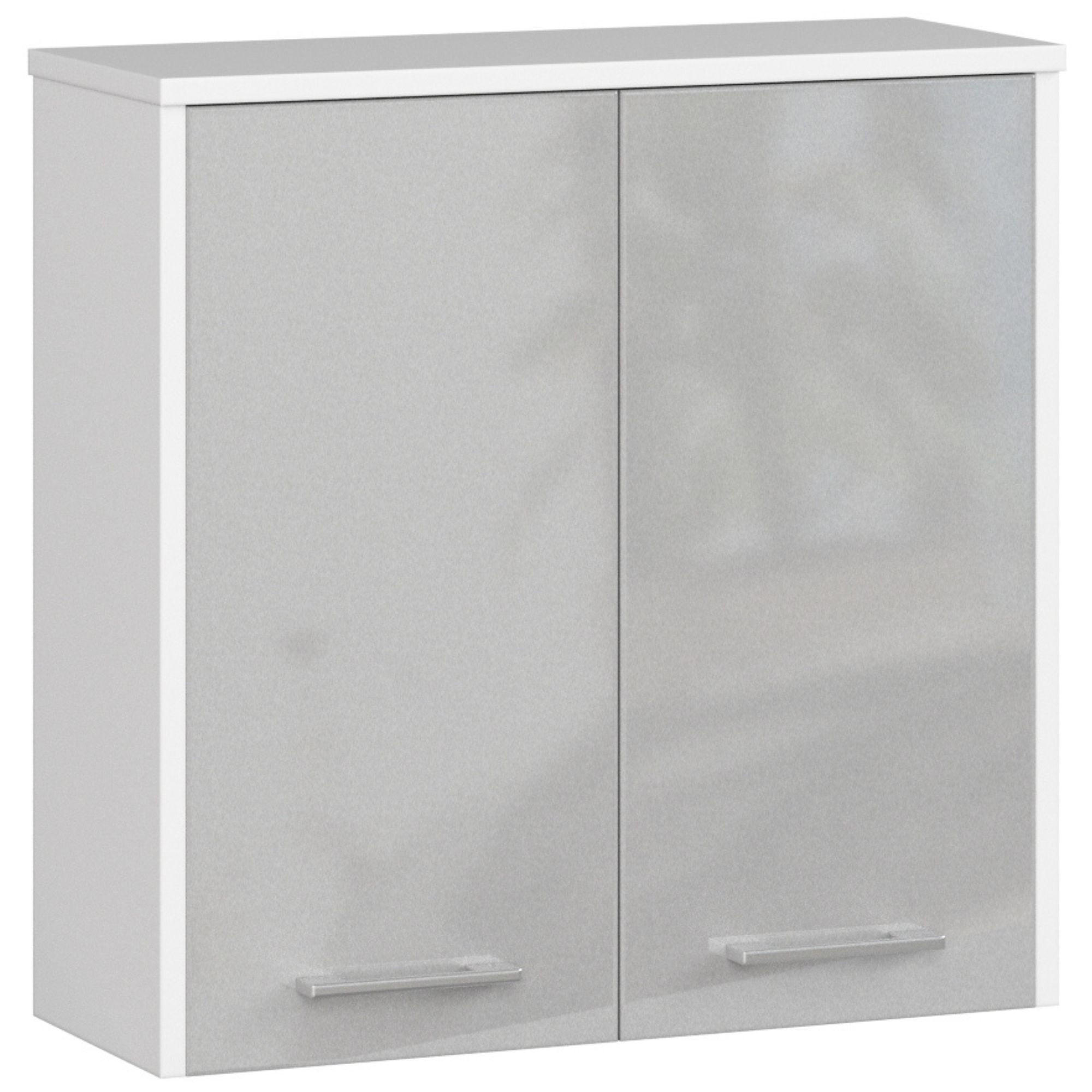 BADRUMSSKÅP Vit, metalliskt glansig 60/60/22,5 Grå, Vit 60/60/23 cm