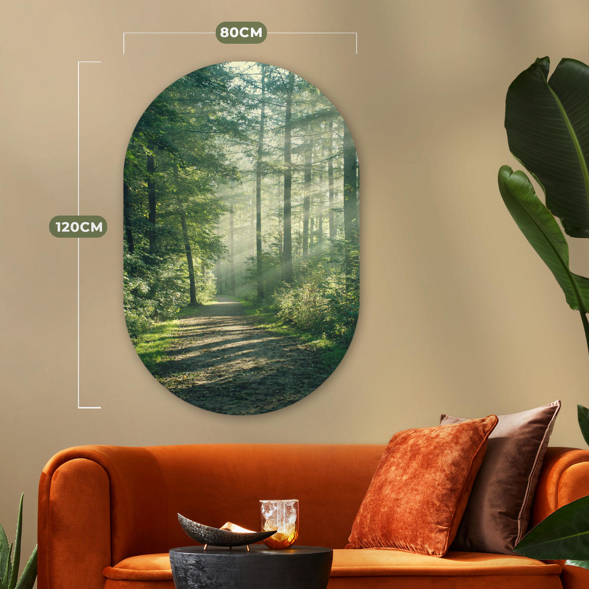 WANDBILD Wald - Weg - Sonne - Bäume - Grün - Natur 80x120 cm - Waldgrün, Kunststoff (80/120cm) - MuchoWow