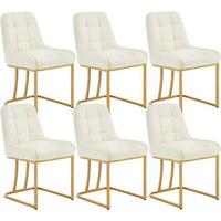 ESSZIMMERSTUHL 6er Set Beine in Bogenform, Samt, Creme - Goldfarben/Creme, Kunststoff/Textil (47.5/84/57.5cm) - Woltu