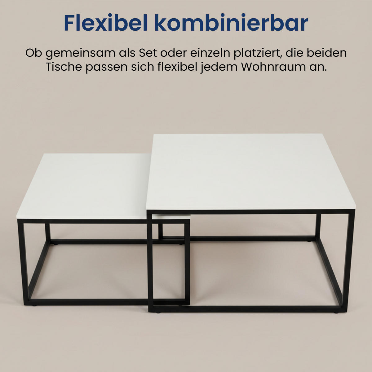 COUCHTISCH 2er Set quadratisch weiß - Weiß, Holzwerkstoff (70/70/42cm) - Home Collective