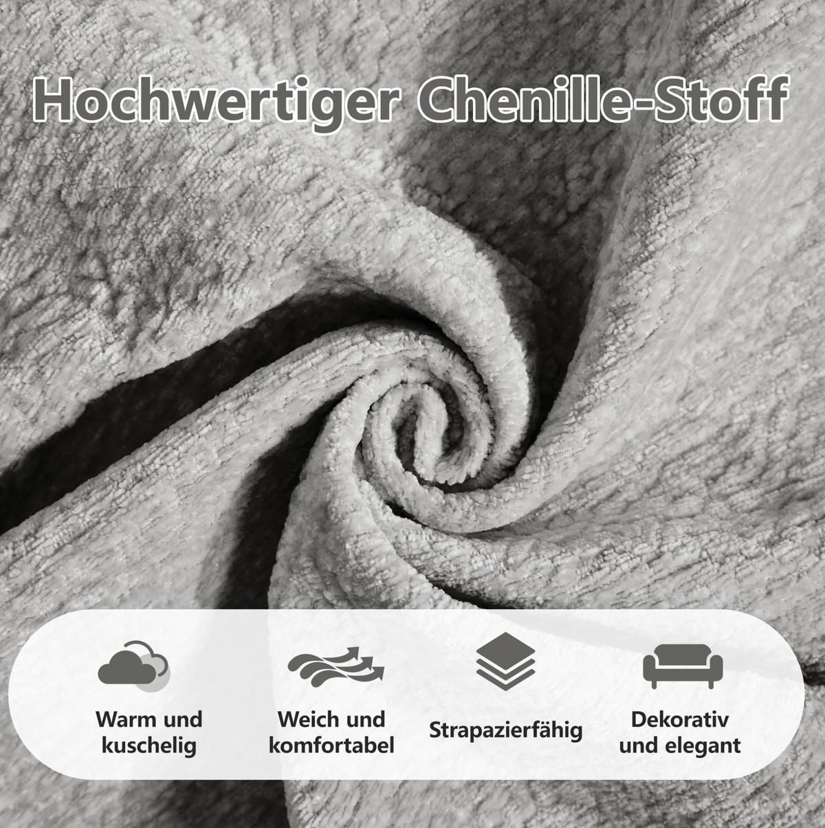 ECKSOFA 260/149/90 cm in Hellgrau aus Chenille mit Ottomane - Hellgrau, Textil (149/260cm) - Flora Grace