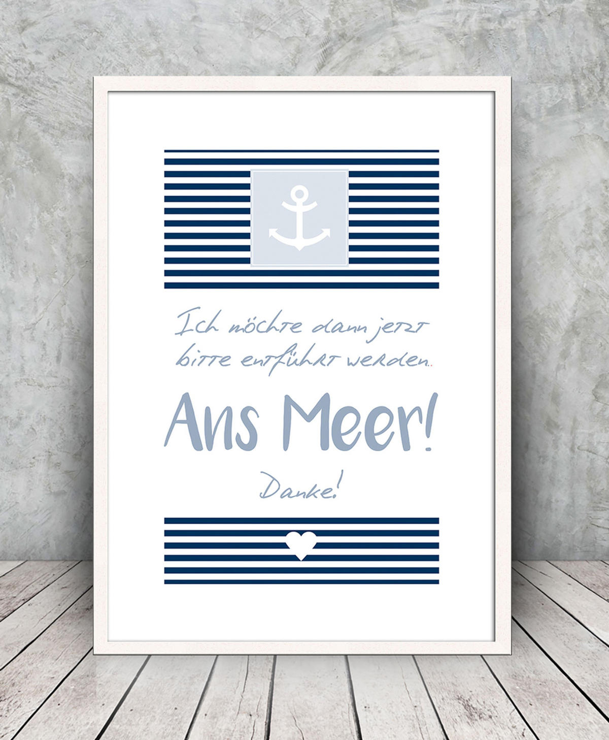 ARTISSIMO Spruch-Bild gerahmt 51x71cm Poster Kunstdruck Wandbild Bild mit Spruch - Blau, Holz (51/71cm) - artissimo