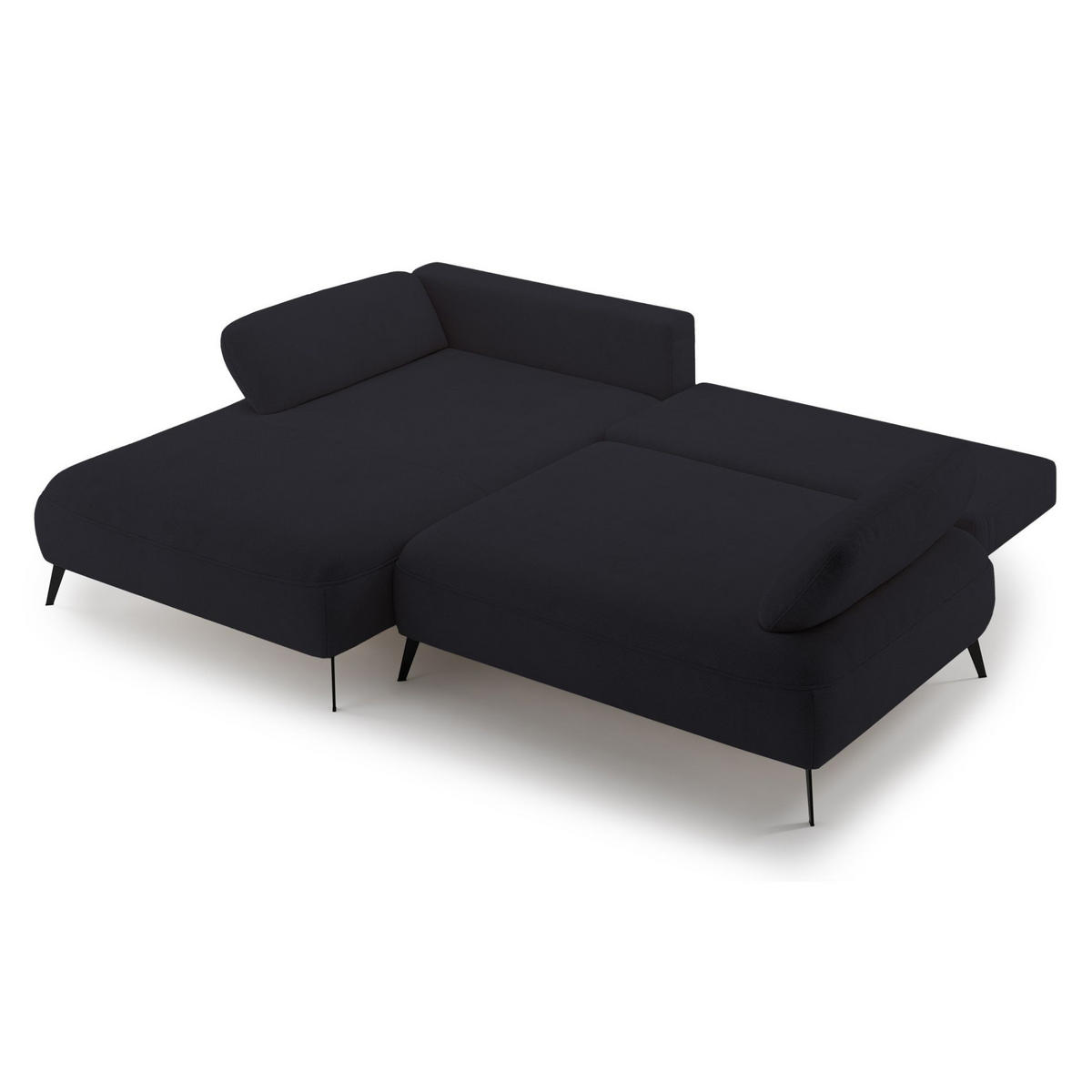ECKSOFA Avolla Anthrazit links - Schwarz, Textil/Metall (284/186cm) - Selsey