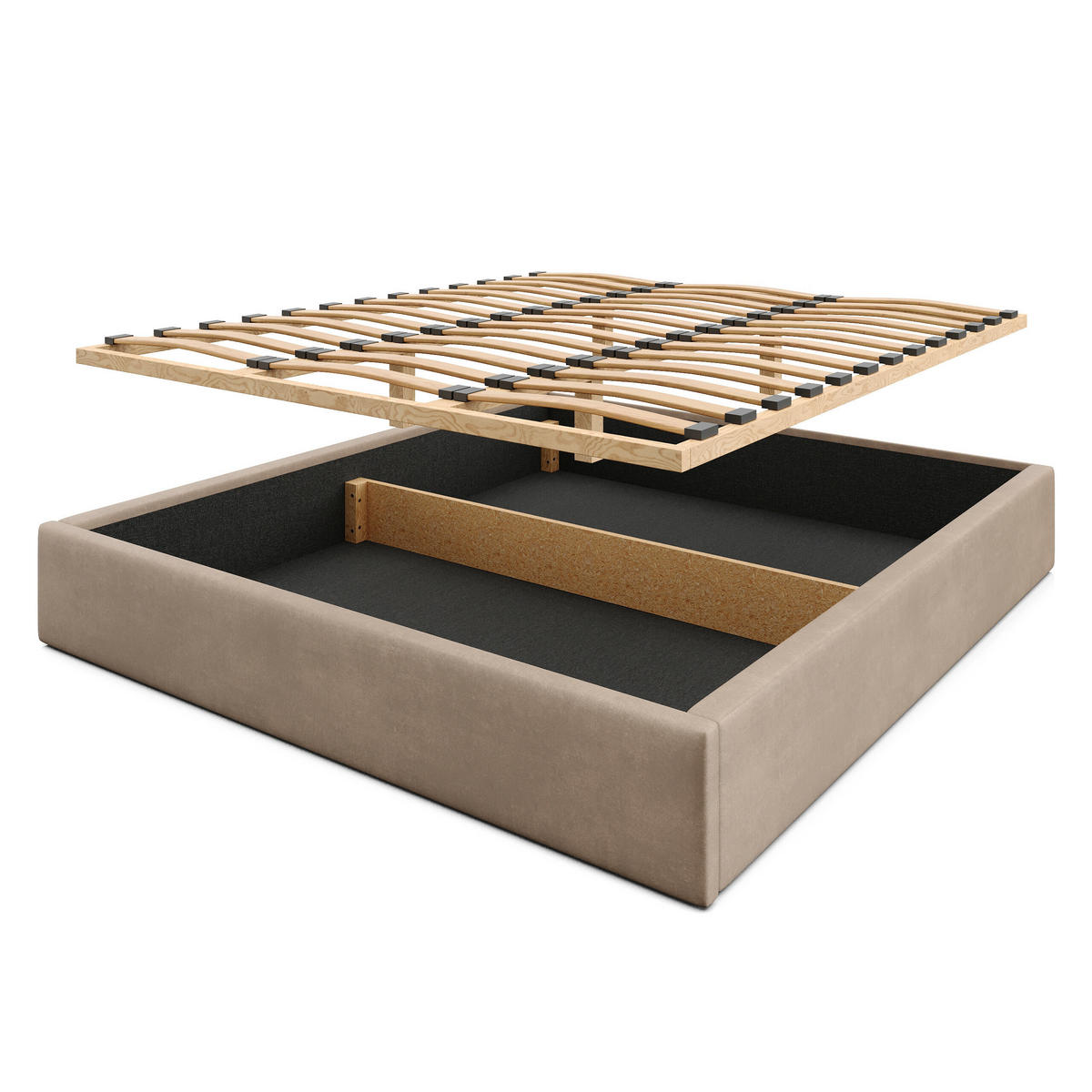 POLSTERBETT 180x200cm Bett mit Stauraum Lattenrost Beige - Beige, Holz/Holzwerkstoff (180/200cm) - Muralo