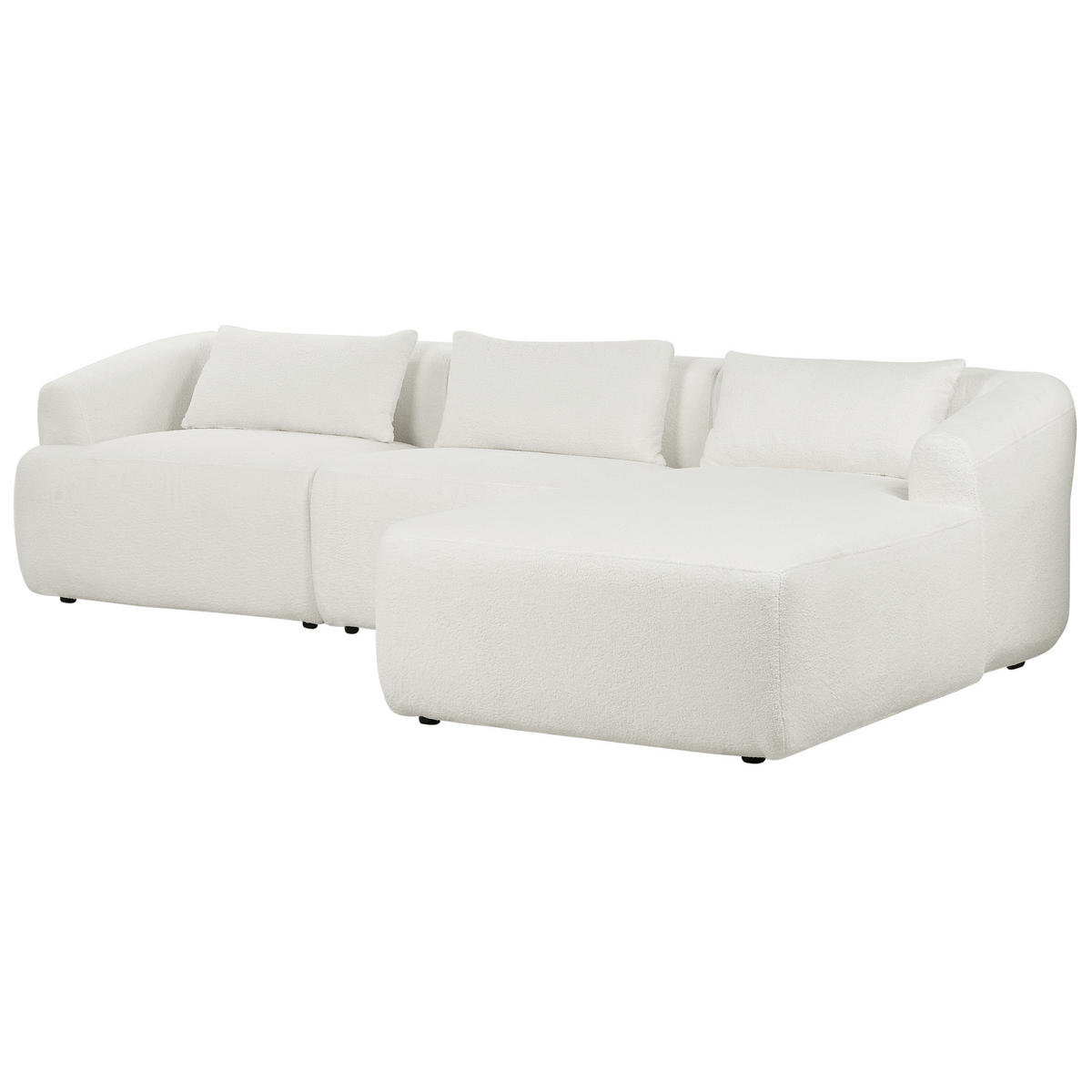 3-SITZER-ECKSOFA aus Bouclé weiß rechtsseitig Svansele - Weiß, Textil (278/174cm) - Beliani