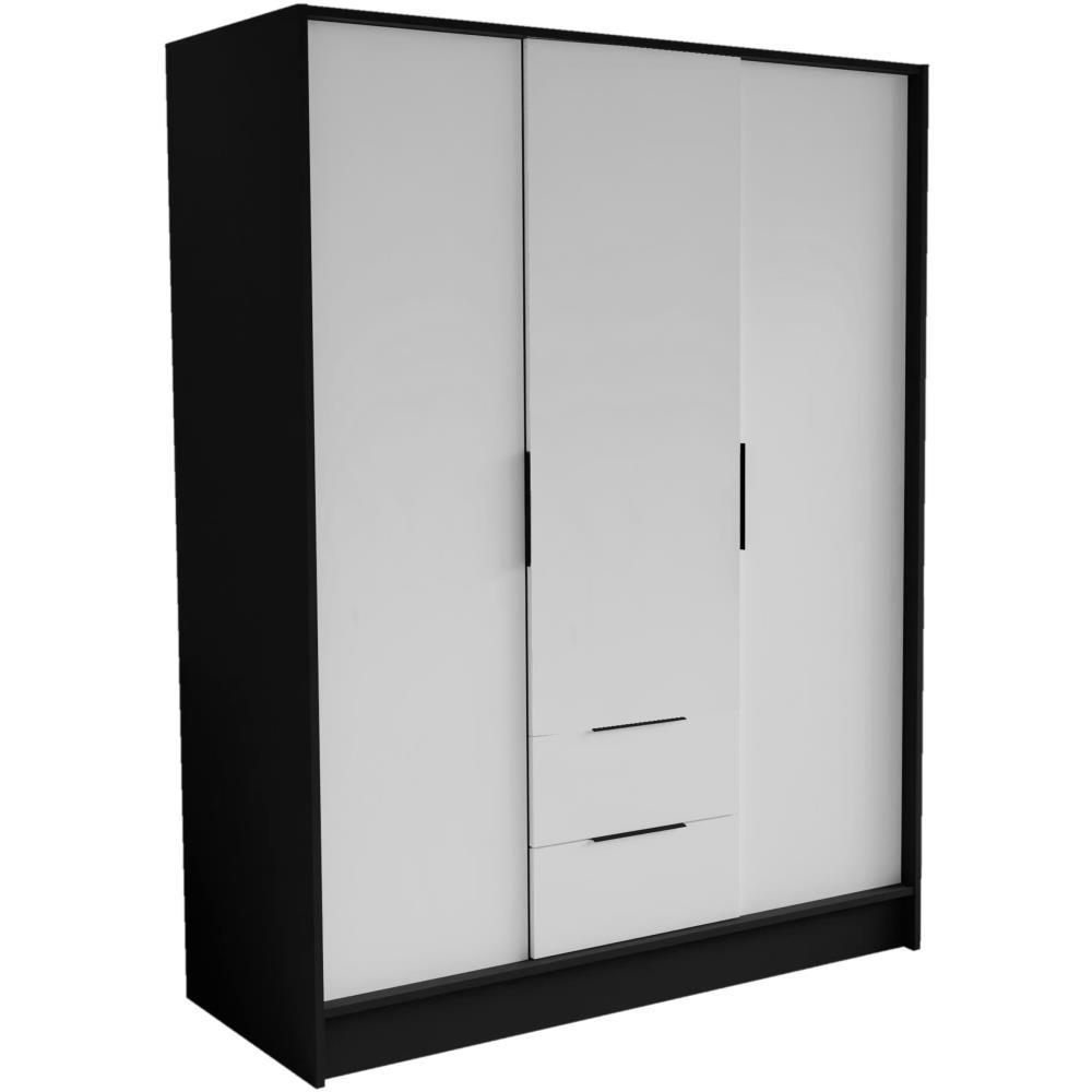 DREHTÜRENSCHRANK Niko 150/51/200 cm schwarz+weiß - Schwarz/Weiß, Holzwerkstoff (150/200/51cm) - Beautysofa