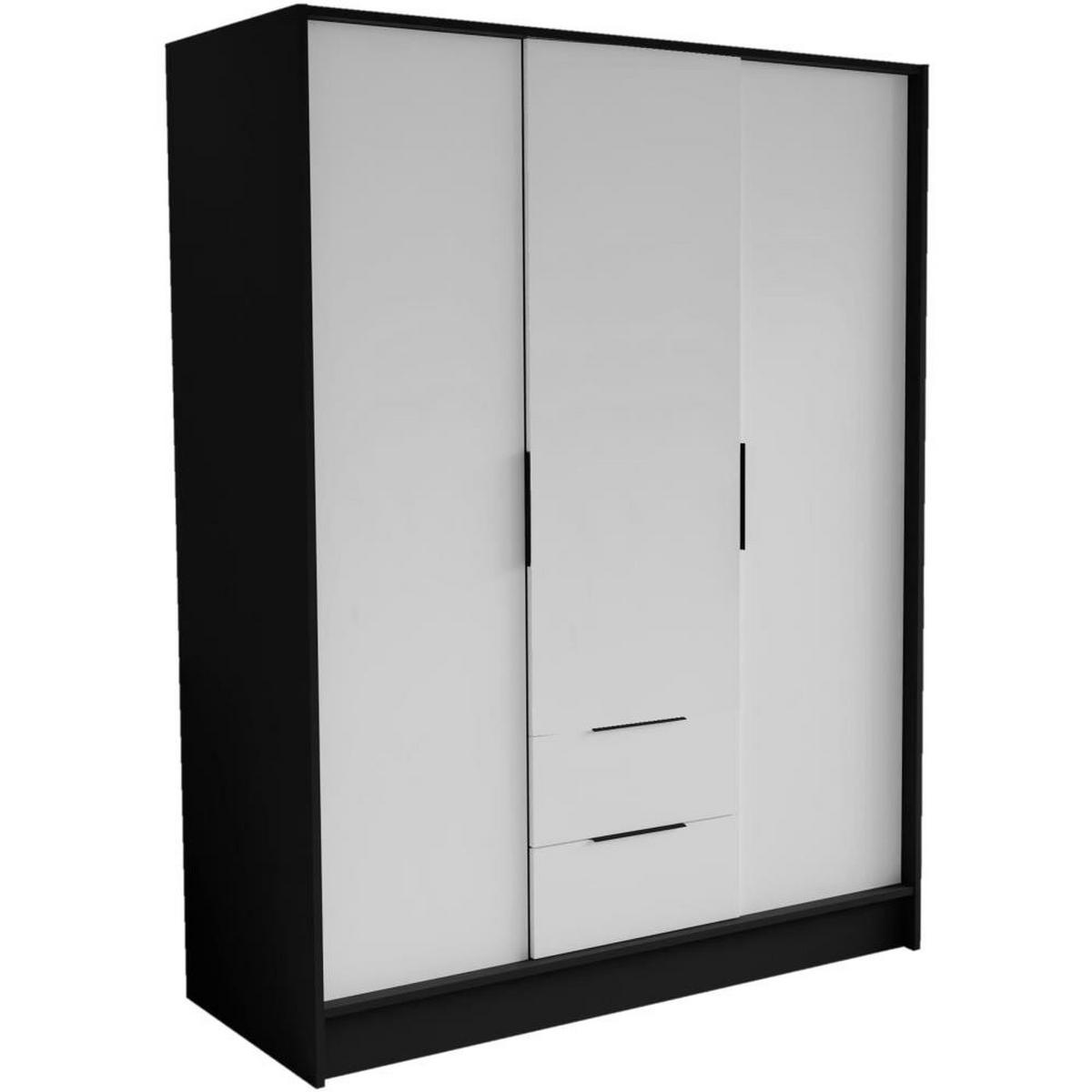 DREHTÜRENSCHRANK Niko 150/51/200 cm schwarz+weiß - Schwarz/Weiß, Holzwerkstoff (150/200/51cm) - Beautysofa