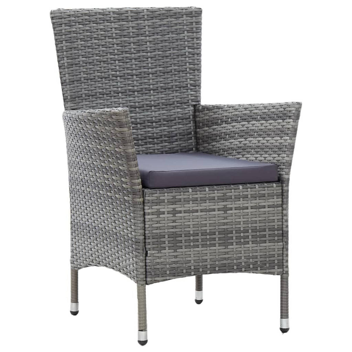 GARTEN-ESSGRUPPE 9-teilig Mit Auflagen Poly Rattan Grau - Grau, Kunststoff/Textil - vidaXL