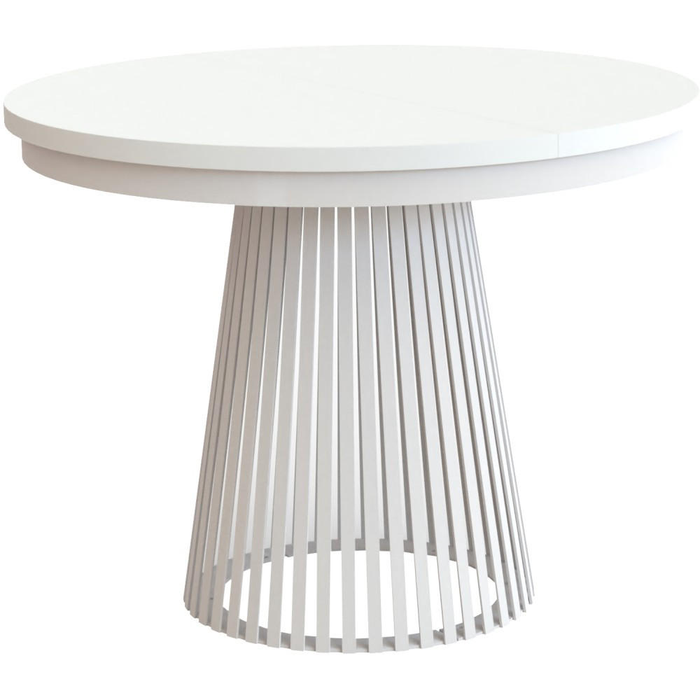 ESSTISCH Lumi, Runder, mit Metallbeinen, Weiß - Weiß, Holzwerkstoff/Metall (100/100/77cm) - Beautysofa