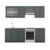 KÜCHENZEILE Fame-Line Grün-Gold Landhaus/Anthrazit 240 cm AP Anthrazit - Anthrazit/Grün, Holzwerkstoff (240/81.6/60cm) - Vicco