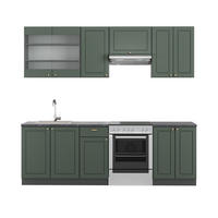 KÜCHENZEILE Fame-Line Grün-Gold Landhaus/Anthrazit 240 cm ohne AP - Anthrazit/Grün, Holzwerkstoff (240/81.6/46cm) - Vicco