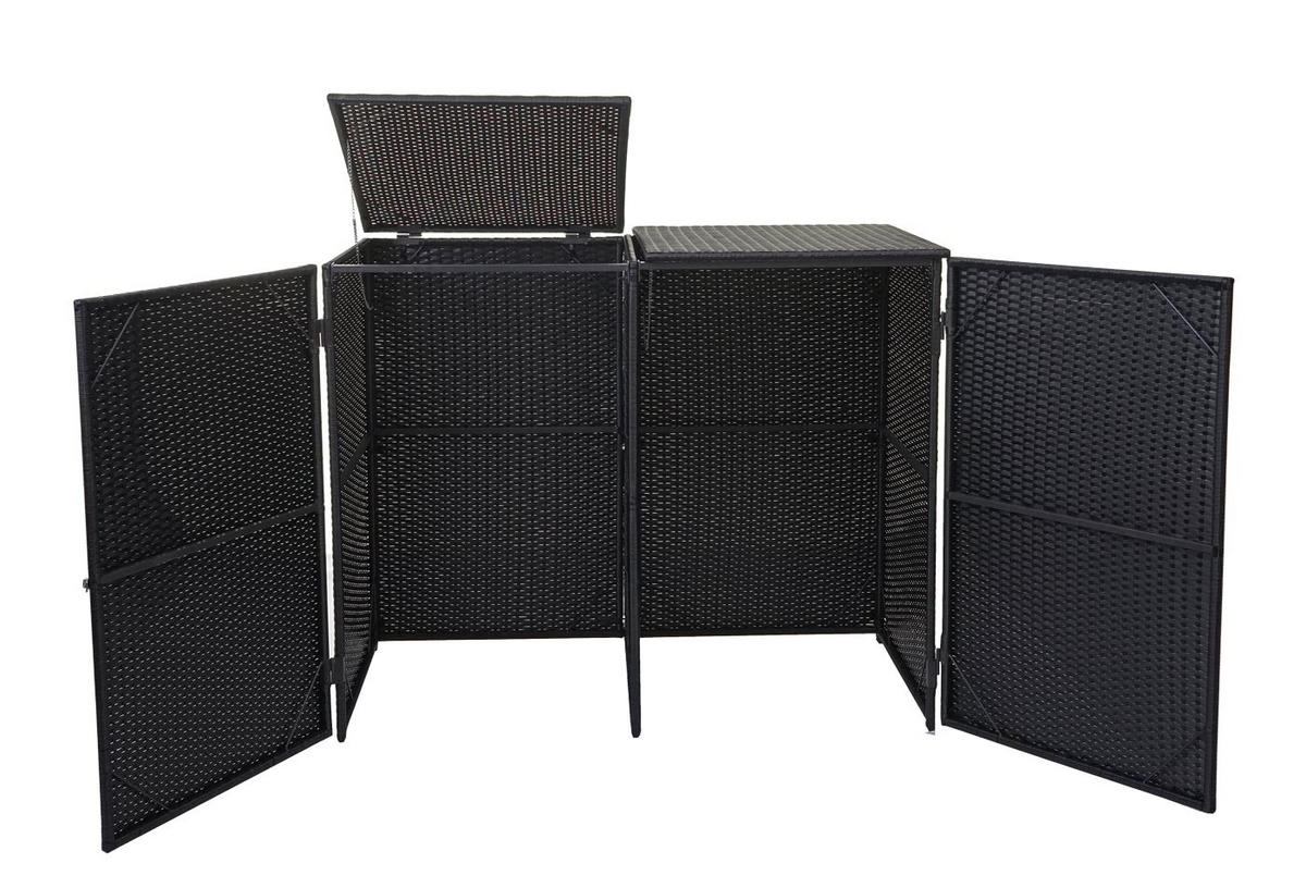 2ER-MÜLLTONNENVERKLEIDUNG Schwarz - Schwarz, Kunststoff (130/176/131cm) - MCW